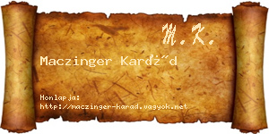 Maczinger Karád névjegykártya